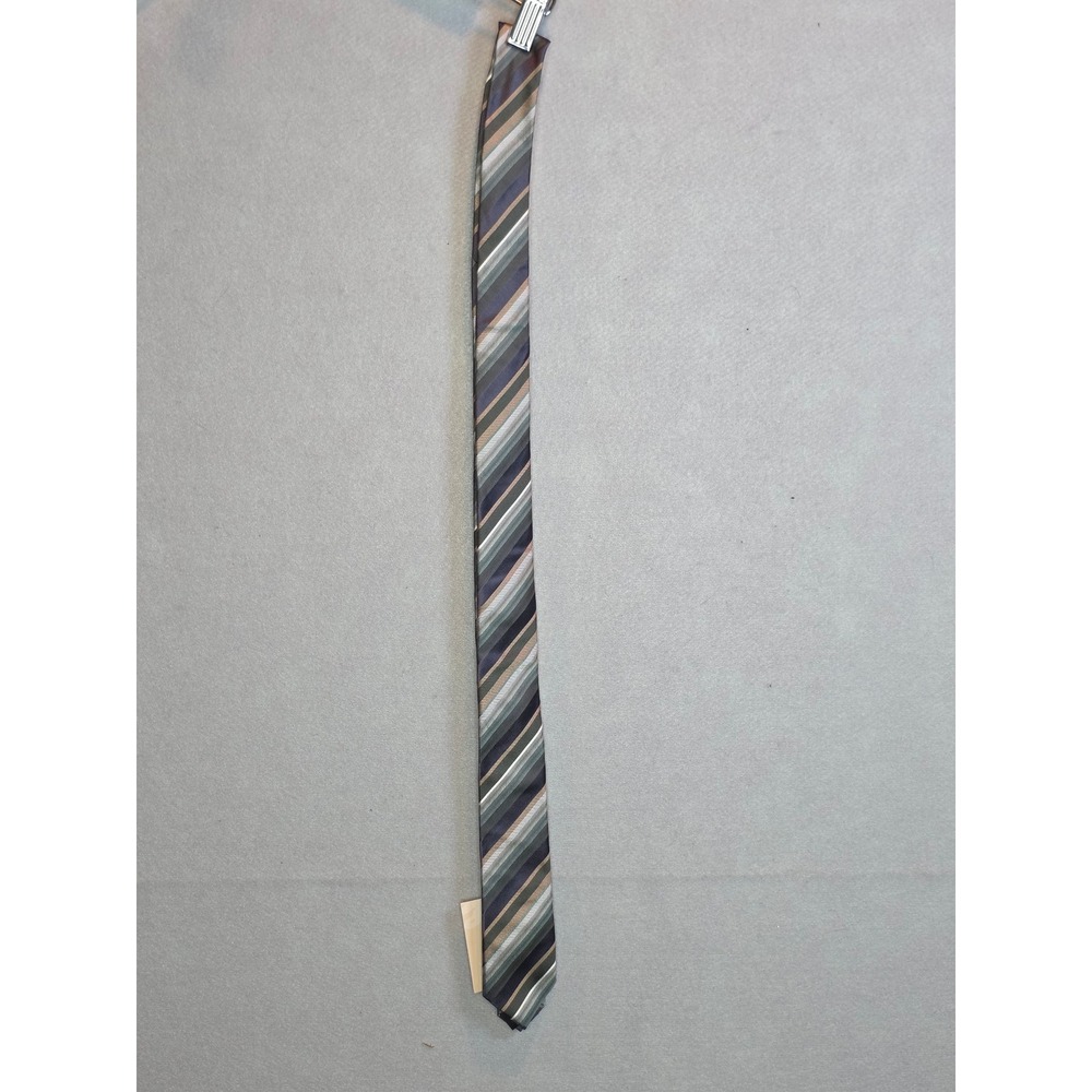 Y&G Fashion of the Moment Mens Skinny Tie Grey Green Purple Striped Handmade